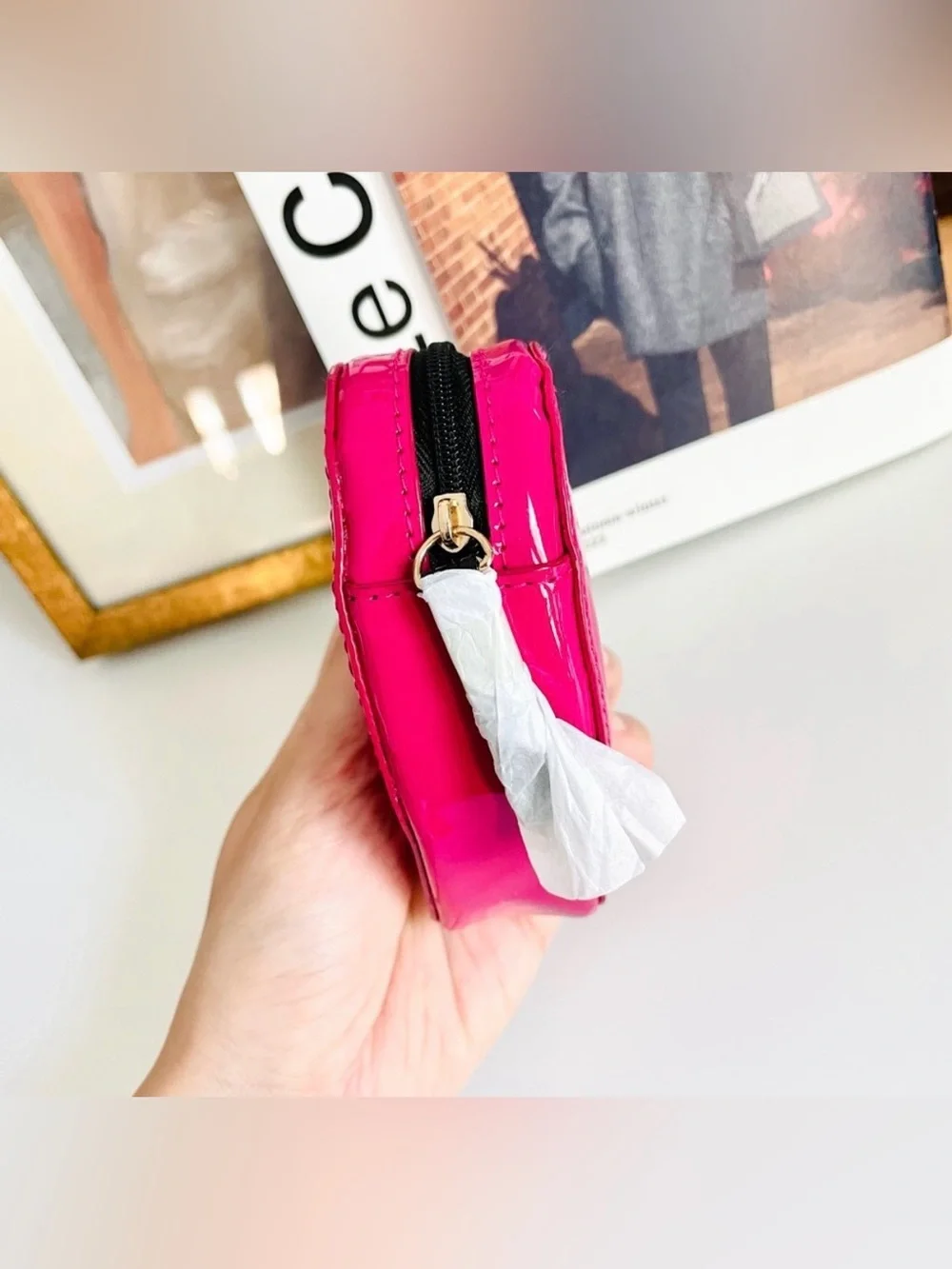 YSL Heart Shaped Make up Pouch With Mirror